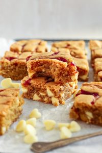 White Chocolate Raspberry Jam Blondies