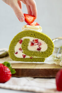 Strawberry Matcha Swiss Roll Cake